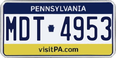 PA license plate MDT4953