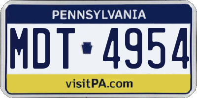 PA license plate MDT4954