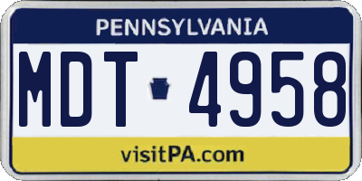 PA license plate MDT4958
