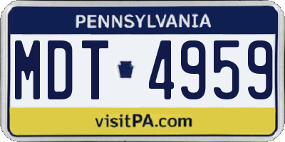 PA license plate MDT4959