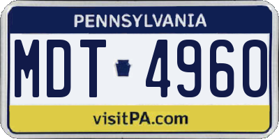 PA license plate MDT4960