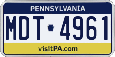 PA license plate MDT4961