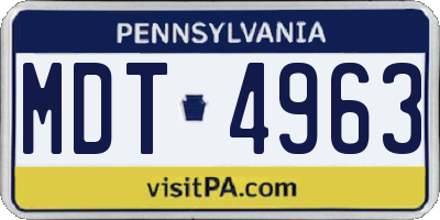 PA license plate MDT4963