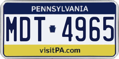 PA license plate MDT4965