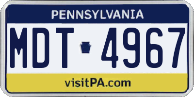 PA license plate MDT4967