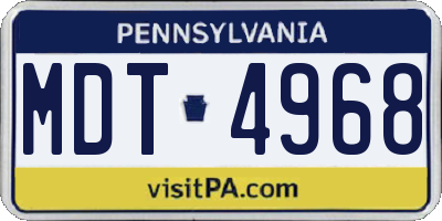 PA license plate MDT4968