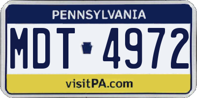 PA license plate MDT4972