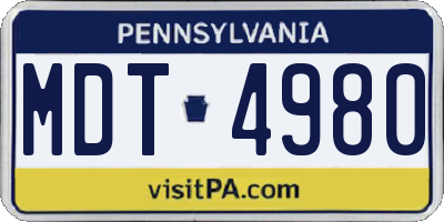 PA license plate MDT4980
