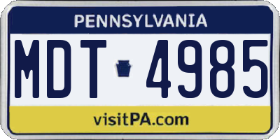 PA license plate MDT4985