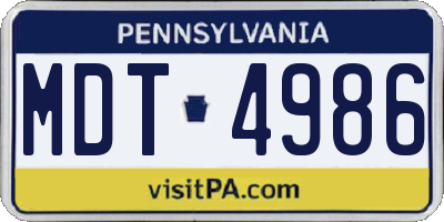 PA license plate MDT4986