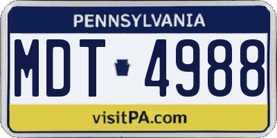 PA license plate MDT4988