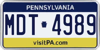 PA license plate MDT4989