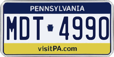 PA license plate MDT4990