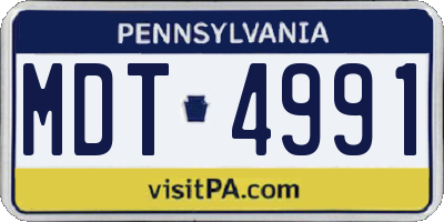 PA license plate MDT4991