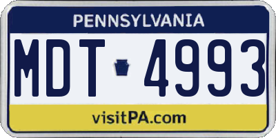 PA license plate MDT4993