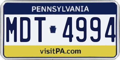 PA license plate MDT4994