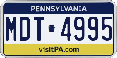 PA license plate MDT4995