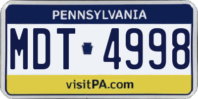 PA license plate MDT4998