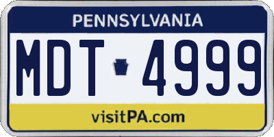 PA license plate MDT4999