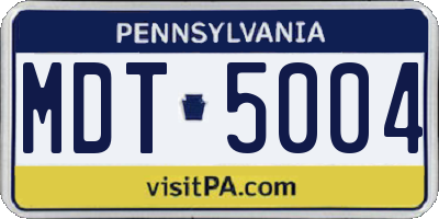 PA license plate MDT5004