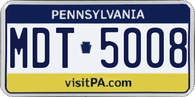 PA license plate MDT5008