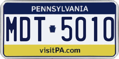 PA license plate MDT5010
