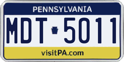 PA license plate MDT5011