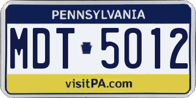 PA license plate MDT5012