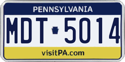 PA license plate MDT5014