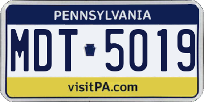 PA license plate MDT5019