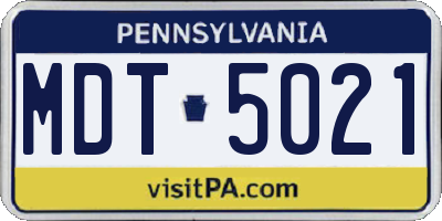 PA license plate MDT5021