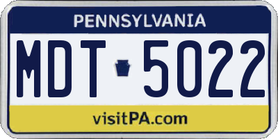 PA license plate MDT5022