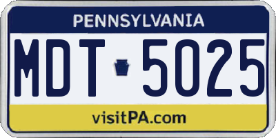 PA license plate MDT5025