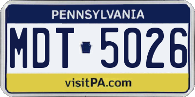 PA license plate MDT5026
