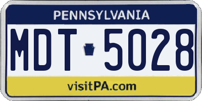 PA license plate MDT5028