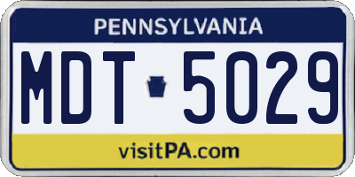 PA license plate MDT5029