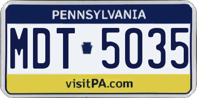 PA license plate MDT5035