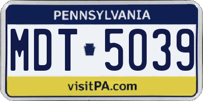 PA license plate MDT5039