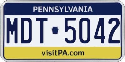PA license plate MDT5042