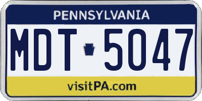 PA license plate MDT5047