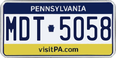 PA license plate MDT5058