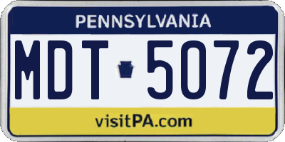PA license plate MDT5072