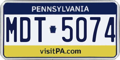 PA license plate MDT5074