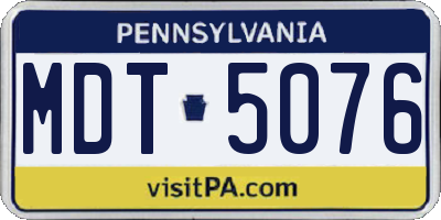 PA license plate MDT5076