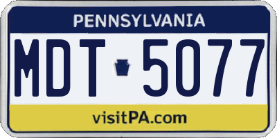 PA license plate MDT5077