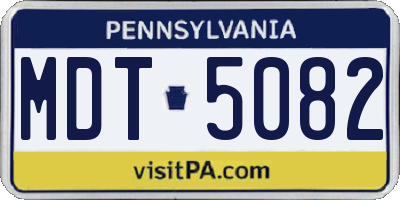PA license plate MDT5082
