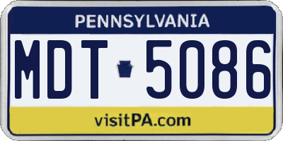 PA license plate MDT5086