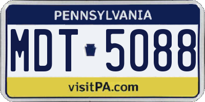 PA license plate MDT5088