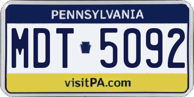 PA license plate MDT5092