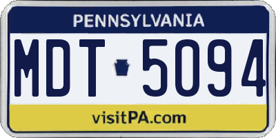 PA license plate MDT5094